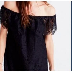 Madewell Black Dress Lace Dusk Off Shoulder Short Sleeveless Size 0